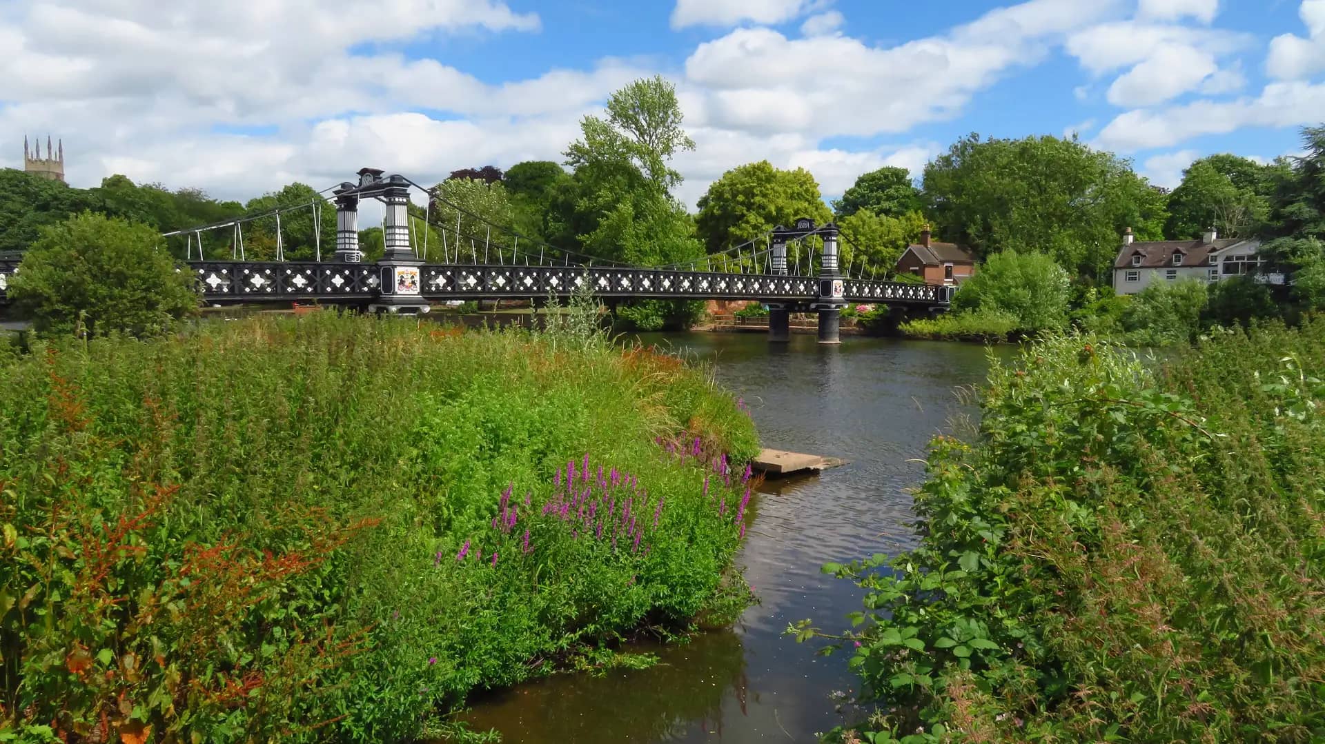 The Ferry Bridge over the River Trent at Burton upon Trent on a sunny summer day