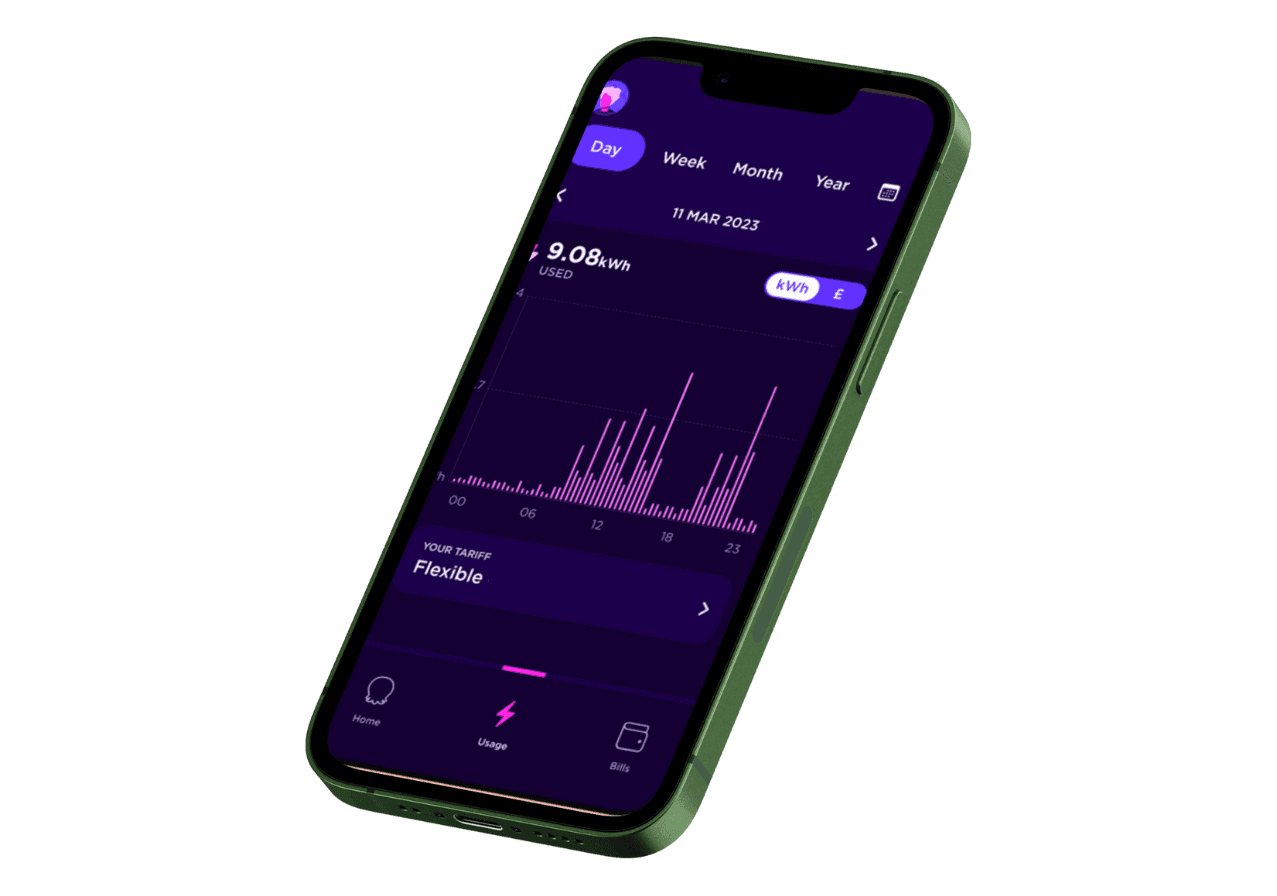 A phone showing a home energy app with the day's generation