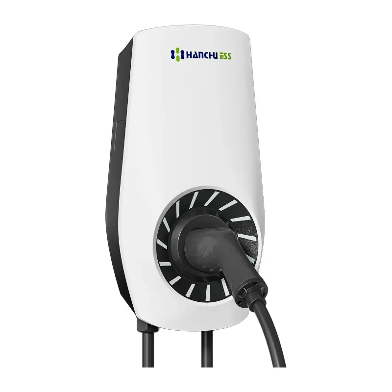 Hanchu ESS 7kW home EV charger, white, with tethered cable